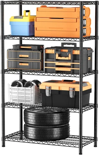 Vista 10 de SINGAYE Estantería de alambre para armario: unidad de metal ajustable para organización de lavandería, baño, cocina, hogar, almacenamiento