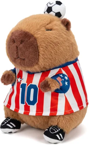 Vista 6 de RichRabbit Lindo juguete de peluche de Capybara de fútbol suave juguete lindo regalo de los niños marrón 9 pulgadas