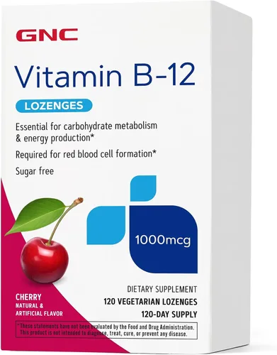 Vista 8 de GNC Vitamina B-12 1000mcg, Cereza, Apoyo Energético, 60 Pastillas Supports Energy Production and Red Blood Cell Formation, Helps Maintain Healthy