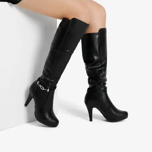 Vista 5 de DREAM PAIRS Botas de tacón alto hasta la rodilla para mujer