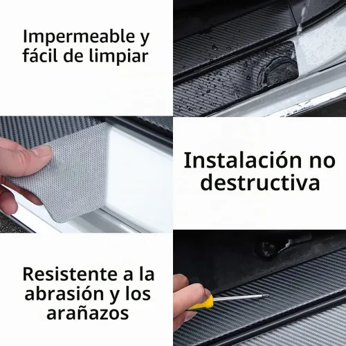 Vista 3 de Ziciner - Protector de parachoques trasero para coche, adhesivo de protección contra arañazos de fibra de carbono para umbral de puerta de maletero