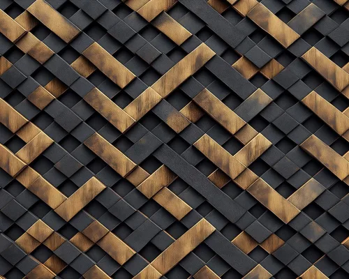 Vista 2 de AMUGISH Mural de pared 3D geométrico – Papel pintado con patrón trenzado lujoso en negro y oro, textura metálica moderna – Se pela y se pega