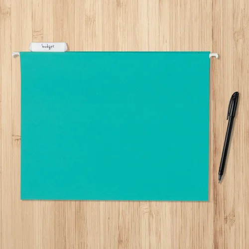 Vista 5 de Amazon Basics Carpetas colgantes para archivos, tamaño carta, aguamarina, paquete de 25