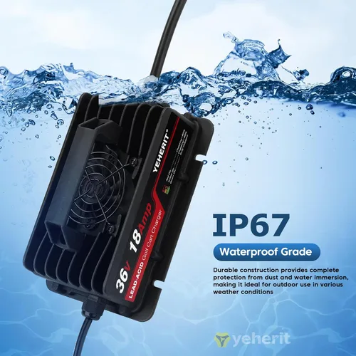 Vista 4 de Cargador de batería de 36 V 18 A compatible con carritos de golf EZGO TXT con enchufe estilo D, carga rápida inteligente para baterías de plomo