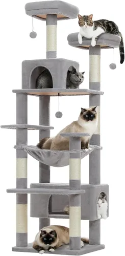 Vista 10 de PAWZ Road Árbol grande para gatos, torre para gatos de 72 pulgadas para gatos grandes, condominio para gatos con postes rascadores y almohadillas