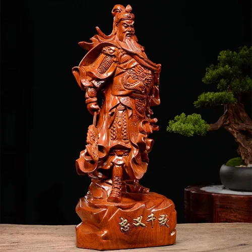 Vista 4 de Estatua de Buda Feng Shui de 11.8 pulgadas de alto Guan Yu/Guan Gong Warlord Estatua Cuchillo Cuan Yu Gong/Kwan Kung/Guangong Decoración china