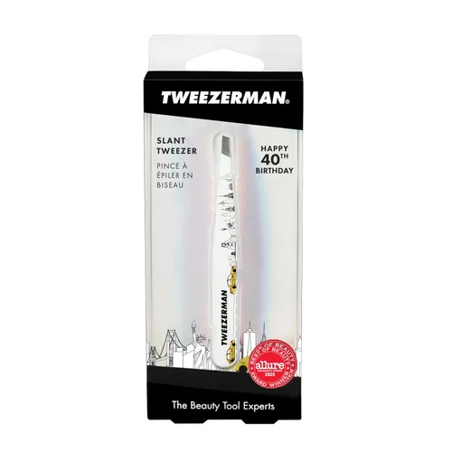 Vista 11 de Tweezerman Pinzas inclinadas exclusivas para cumpleaños número 40, pinzas para depilación, acero inoxidable