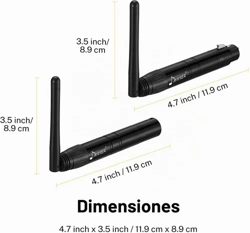 Vista 5 de Donner 2 piezas DMX512 DMX Dfi DJ 2.4G inalámbrico 1 receptor con cúpula de luz y 1 transmisor de control de iluminación para escenario (Negro)