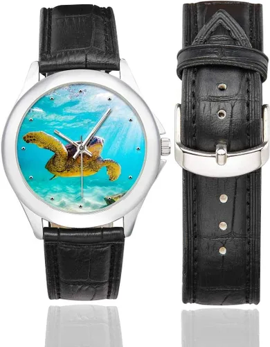 Vista 2 de InterestPrint Funny Art - Reloj de pulsera para mujer, de acero inoxidable, con correa de piel, color negro
