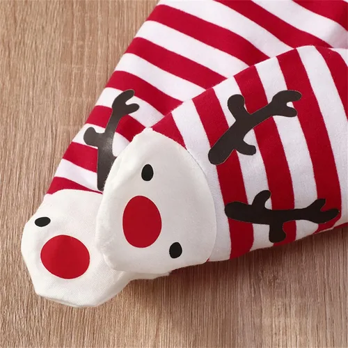 Vista 7 de TBUIALL Little Girls Clothing Sets Toddler Infant Boys Girls Christmas Stripe Deer Top Pants Hat Set Outfits New Born