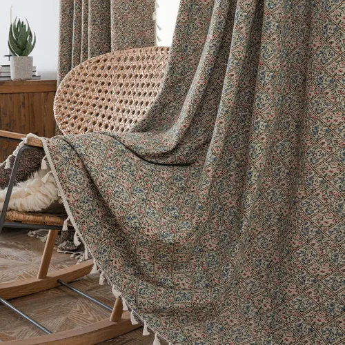 Vista 19 de ENJOYBRIDAL - 2 paneles de cortinas, florales, estilo bohemio, de granja, rústico o clásico, semitraslúcidas, con bolsillo para cortinero y borlas