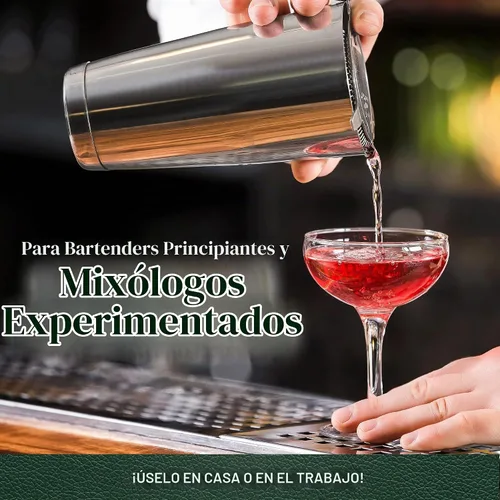 Vista 7 de Mixology & Craft Boston - Juego de coctelera con martini pesado, juego de coctelera incluye colador y jigger japonés, gran juego de barra de regalo