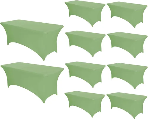 Vista 10 de PTC21B - Juego de 6 manteles elásticos de 6 pies, color negro, rectangular, ajustable, lavable, de elastano, para fiestas, bodas, cócteles