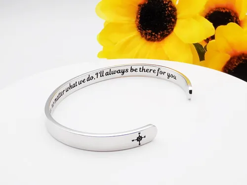 Vista 4 de Dczosily Pulseras inspiradoras para mujer, de acero inoxidable, grabadas, con mantra motivacional, regalos personalizados para mamá, hija, hermana