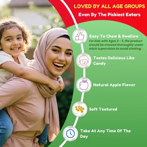 Vista 6 de SHIFAA NUTRITION Gomitas de vinagre de sidra de manzana Halal. Gomitas de limpieza y desintoxicación ACV para apoyo inmunológico y digestión.