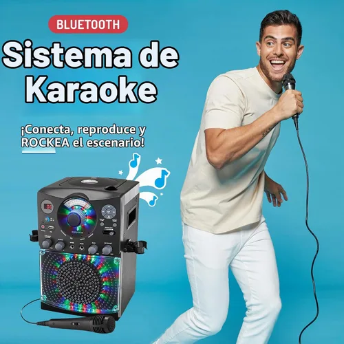 Vista 2 de Sistema de karaoke con Bluetooth parte superior para carga de CDG, espectáculo de discoteca sonido y luces (negro) SML385BTBK Singing Machine, Negro