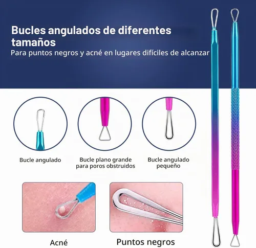 Vista 5 de Kit de herramientas para reventar espinillas – Kit de 10 piezas de extractor de espinillas con funda de metal para una eliminación rápida y fácil