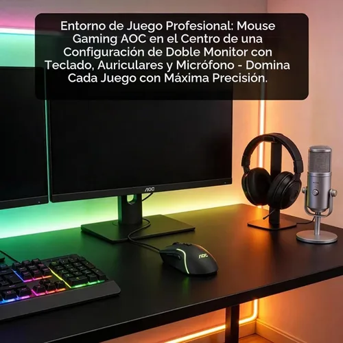 Vista 6 de Ratón ergonómico con cable AOC RGB para juegos, ratón con cable programable