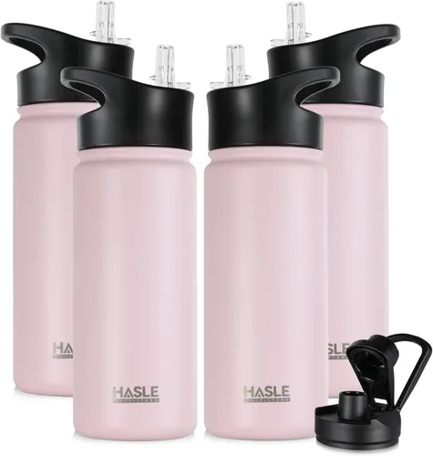 Vista 8 de HASLE OUTFITTERS Botella de agua aislada de 16 onzas para niños, botella de agua de acero inoxidable de doble pared al vacío, a prueba de fugas