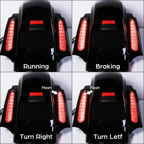 Vista 2 de Conjunto de fascia de guardabarros trasero con luces LED integradas de parada/cola/direccional Compatible con Harley Davidson Touring Modelos Road