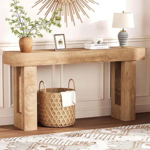 Vista 6 de Mesas consola de 63 pulgadas de largo para entrada, mesa de sofá de madera estrecha detrás del sofá, estilo granja, perfectas para entrada, sala