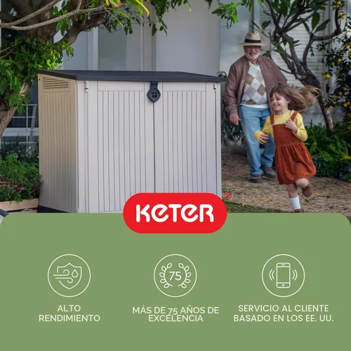 Vista 16 de Keter Store-It-Out MIDI - Cobertizo de almacenamiento de resina para exteriores, gabinete horizontal resistente a la intemperie para botes