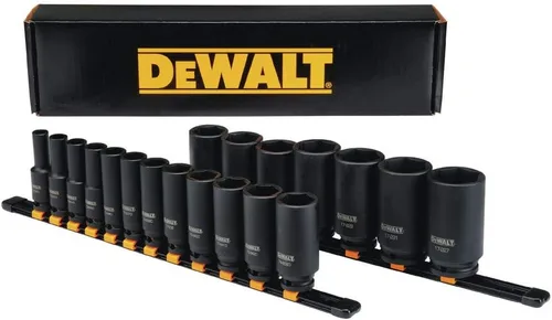 Vista 2 de DEWALT Juego de dados de impacto profundo, unidad de 1/2 pulgada SAE, 6 PT, 19 piezas (DWMT19239)