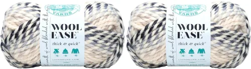 Vista 198 de Lion Brand Yarn - Ovillo de lana Wool-Ease Thick & Quick color fuerza aérea Super Bulky Wool Acrylic Blend Fiber for Soft Hats, Sweaters, Chunky
