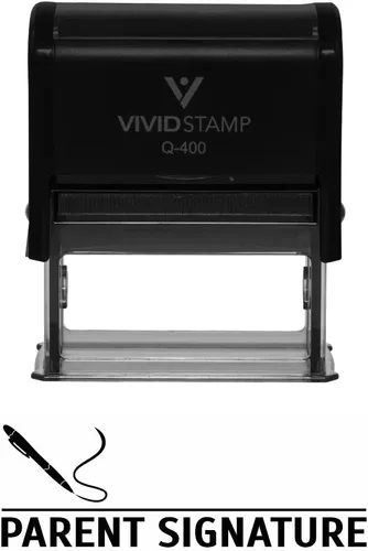 Vista 17 de Timbre de caucho de entintado automático con inscripción PARENT SIGNATURE, Negro