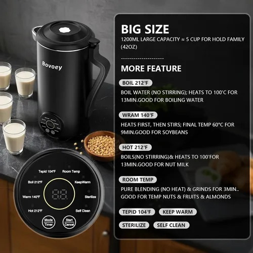 Vista 3 de Máquina para hacer leche de nueces, máquina automática de leche de nueces para leche casera de almendras, avena, leche a base de plantas