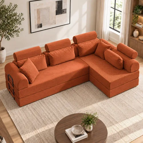 Vista 13 de Sofá modular deshuesado en forma de L de 106 pulgadas, sistema de 2 piezas (2 x 70.87 pulgadas), sofá modular convertible a sofá recto de 141.7