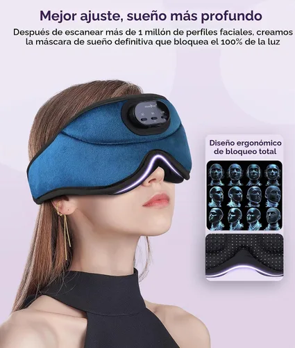 Vista 3 de MUSICOZY Auriculares para dormir Bluetooth 5.4 con temporizador inteligente Azul