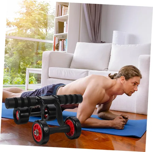 Vista 4 de Rueda de rodillo abdominal para entrenamiento de núcleo con asas antideslizantes de ranura, práctica máquina de fitness para hombres y mujeres