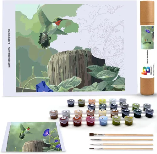 Vista 2 de Ledgebay - Kit de pintura por números DIY para adultos, lienzo sin marco, kit de pintura por números para principiantes a avanzados, los kits Colibrí