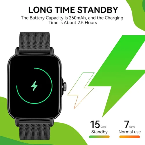 Vista 8 de Reloj inteligente para hombre (recepción de llamadas/marcación) 1.69 pulgadas HD Bluetooth Sports Fitness Tracker Watch con frecuencia cardíaca