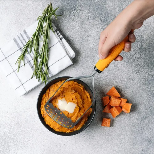 Vista 6 de Deiss PRO - Triturador de patatas de acero inoxidable resistente con mango de goma antideslizante, máquina de puré de mano para machacar sin