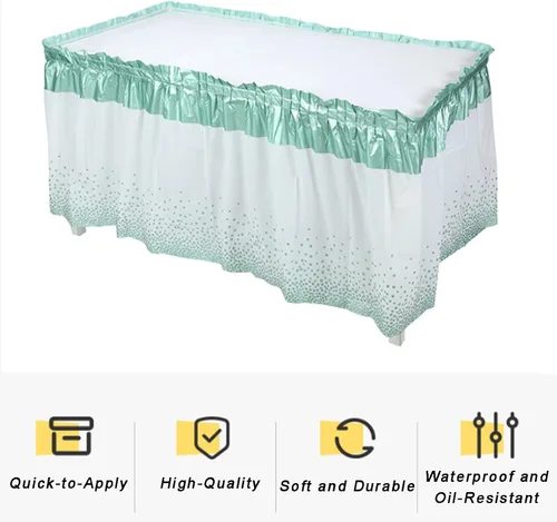Vista 4 de 2 Pack Black Table Skirt Cover Happy Birthday Tablecloth Party Table Skirt Rectangular Table Cloth Cover for Indoor or Outdoor Parties Style 5