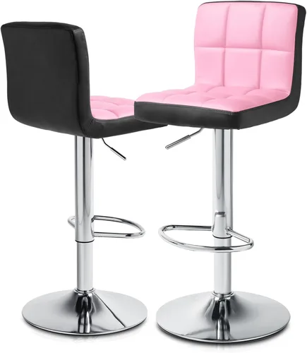 Vista 20 de MoNiBloom Taburetes de Bar Modernos de Cuero PU Ajustables Giratorios con Reposapiés y Respaldo, Taburetes de Bar de Mostrador de Cocina sin Brazos