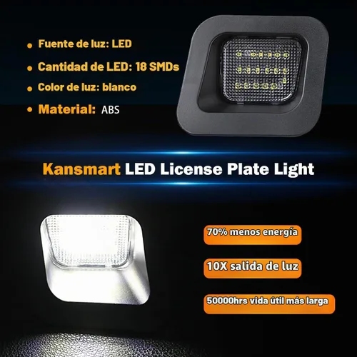 Vista 4 de KanSmart - Luz LED de matrícula para Dodge Ram 1500 2500 3500 2003-2018 OE 55078095AA, 6000K white, smoke lens, rear bumper tag lamp assembly