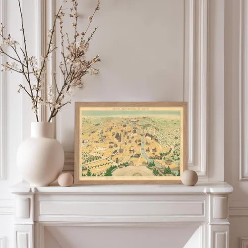 Vista 5 de Poster Master Póster retro de viaje con mapa monumental vintage de Florencia, arte italiano, gran regalo para hombres, mujeres, amantes