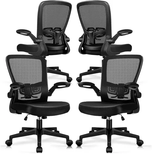 Vista 14 de Sillas de escritorio de oficina con ruedas, silla ergonómica de malla con soporte lumbar de altura ajustable, silla giratoria para computadora
