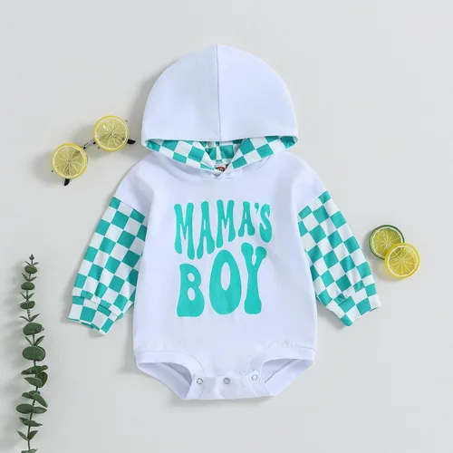 Vista 11 de Twopumpkin Sudadera con capucha a cuadros para bebé niño, mameluco de manga larga con capucha para otoño e invierno
