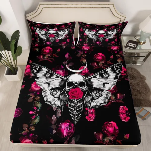 Vista 40 de Erosebridal Juego de sábanas bajeras de rosas rojas y leopardo, tamaño individual, diseño de animales africanos salvajes, diseño de plantas