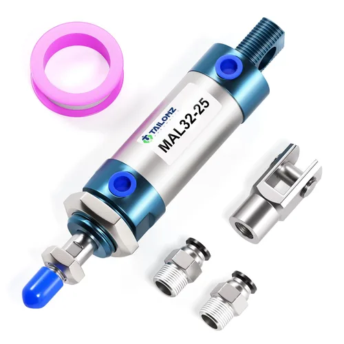 Vista 41 de TAILONZ PNEUMATIC Cilindro de Aire de 16mm Orificio 25mm Carrera de Doble Acción con Conector Y y 2 Piezas de Conexión de 6mm MAL16x25