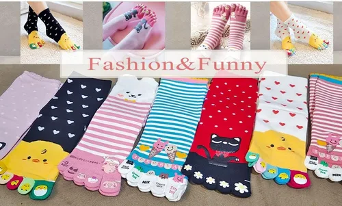 Vista 5 de Women's Cotton Toe Socks,five Finger Socks,Funny and Funky cartoon theme sport Toe Socks