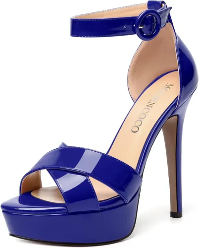 Vista 71 de MODENCOCO Sandalias de boda con correa de tobillo sexy para mujer, con plataforma y puntera abierta, tacón de aguja y tacón alto, zapatos de vestir