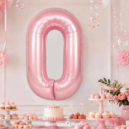Vista 2 de Globo Número 0 de 40 Pulgadas para Niño o Niña Rosa Grande 0-9 Papel de Aluminio Mylar Grande Globo Número 0 Feliz Cumpleaños 0 Fiesta Aniversario