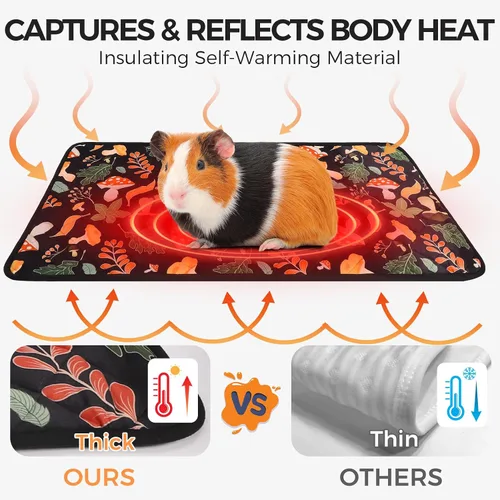 Vista 3 de Homimp 4 almohadillas para orina de conejillo de indias, autocalentables, para mantener el calor, lavables y antideslizantes, camas de animales Negro