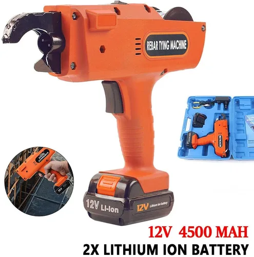 Vista 3 de Máquina de atar barras de refuerzo de 8 a 1.339 in, herramienta automática de atar barras de refuerzo con alicates + 2 baterías, máquina de atar