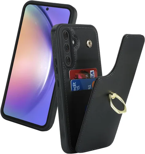 Vista 31 de Lipvina Funda para Samsung Galaxy A03s con tarjetero, Galaxy A03s Funda tipo cartera para mujer, tarjetero de crédito, soporte de anillo, fundas